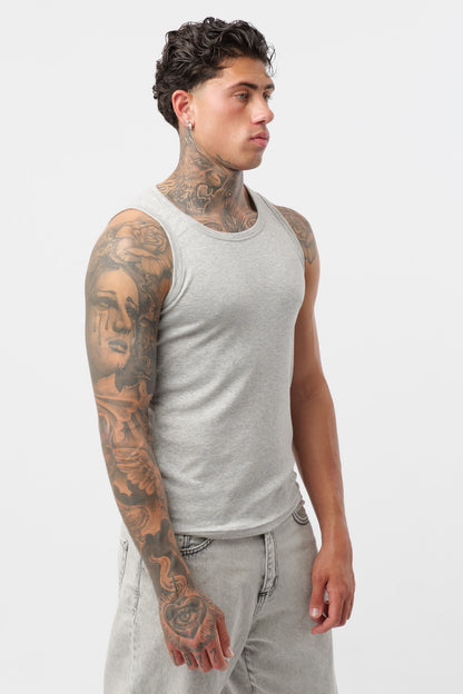 Camisola de Alças Canelada Cinzenta